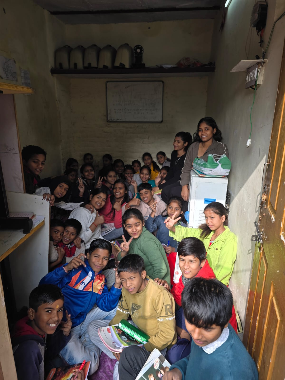 Students learning with a mentor